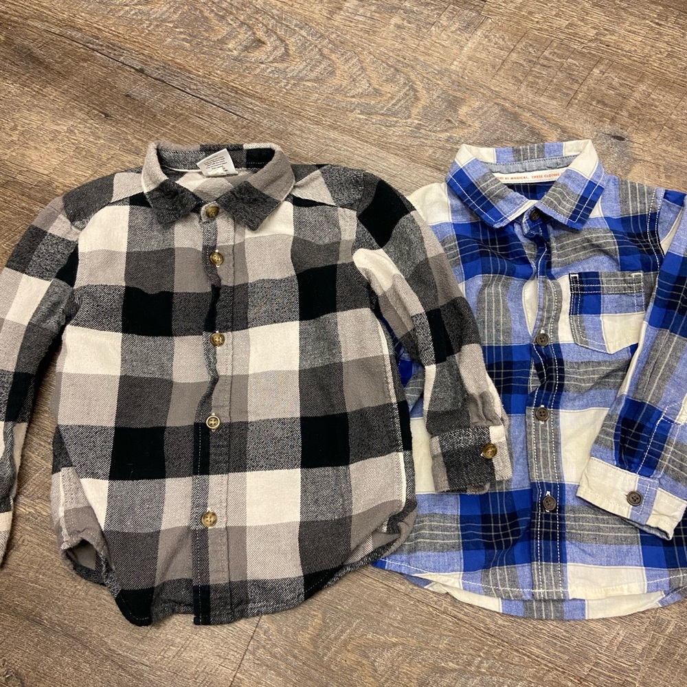 Jumping Beans Kids Plaid Button Down Shirts - Black and Blue
